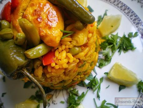 Arroz con pollo y pimientos de Padrón Arroz con pollo y pimientos de Padrón
