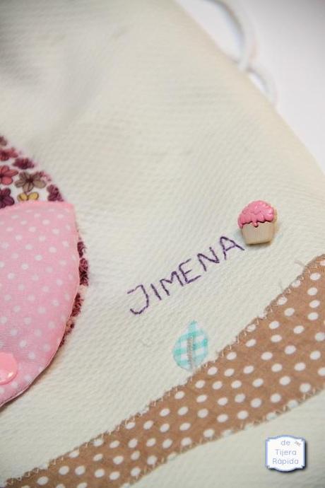 Un búho para Jimena Mochila para la guardería aplicaciones búho