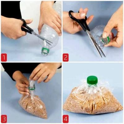 Cómo sellar una bolsa de plástico con el casquillo de la botella de agua