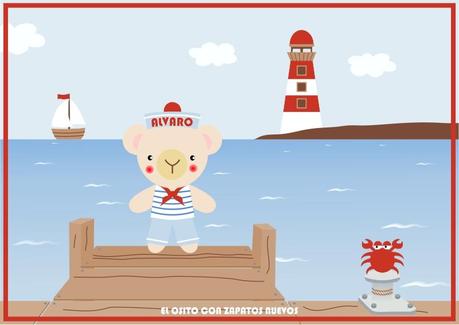 UN BAUTIZO MARINERO DEDICADO A LOS PEQUES packaging piruleta personalizada colorear lámina ceras plastidecor marinero osito bautizo