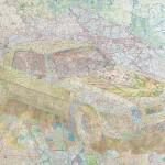 Mapamundi: el arte con mapas de Matthew Cusick Collage de coche