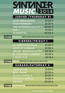 Horarios del Santander Music Festival 2014