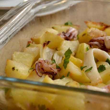 ASADO DE PATATA CON CALAMAR ASADO DE PATATA CON CALAMAR