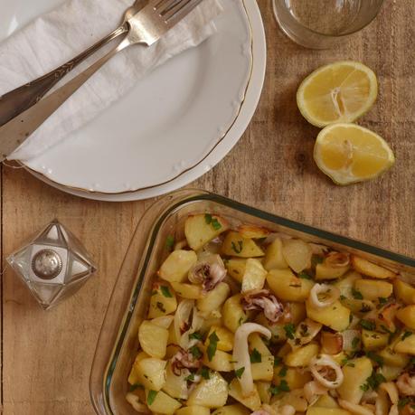 ASADO DE PATATA CON CALAMAR ASADO DE PATATA CON CALAMAR