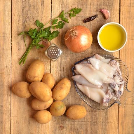 ASADO DE PATATA CON CALAMAR ASADO DE PATATA CON CALAMAR