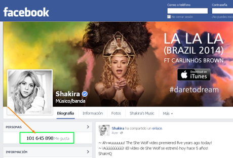Shakira, la mas seguida en Facebook