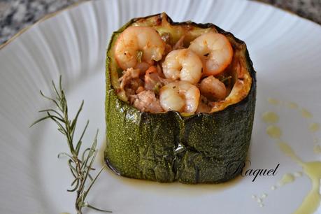 Calabacín Relleno con Gambas y Atún