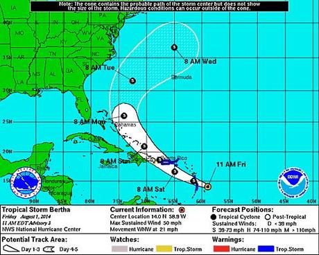 Ciclón Bertha amenaza República Dominicana.