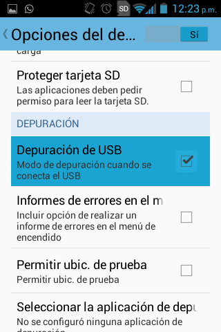 Android Depuración de USB