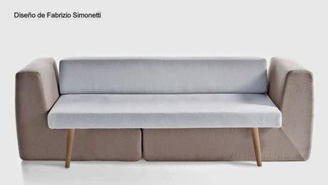 Ejemplo de tapizado en más de un color Sofá modular de tres partes a dos colores