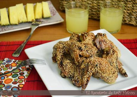 Alitas de pollo con miel y sésamo Alitas de pollo con miel y sésamo