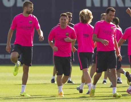 Messi, Mascherano y Alves ya trabajan Messi, Mascherano y Alves ya trabajan