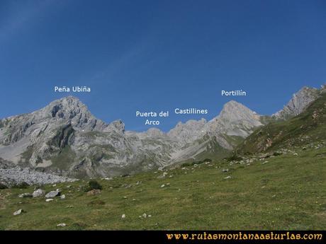 Ruta Tuiza - Portillín - Fontanes: Vista desde las inmediaciones del refugio de Peña Ubiña, Puerta del Arco, Castillines y Portillín Oriental