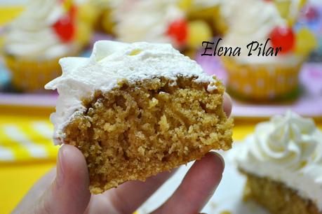 Cupcakes de piña colada Cupcakes de piña colada