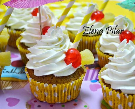 Cupcakes de piña colada Cupcakes de piña colada