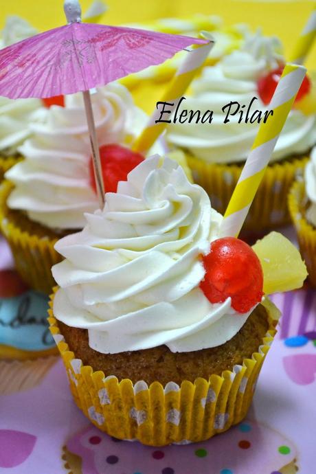 Cupcakes de piña colada Cupcakes de piña colada