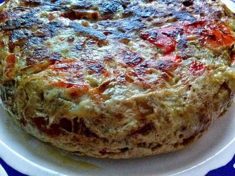 Tortilla de Pimientos Rojos y Verdes, Berenjenas y Mermelada Tortilla de Pimientos Rojos y Verdes, Berenjenas y Mermelada