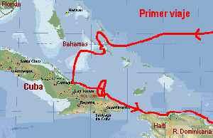 Primer viaje de Colón a Cuba.