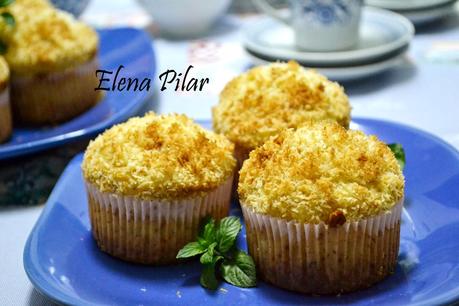 Muffins de plátano y coco Muffins de plátano y coco