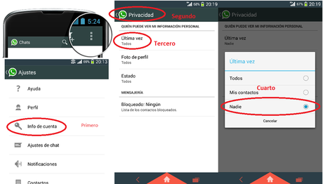 Ocultar última conexión de Whatsapp Ocultar última conexión de Whatsapp
