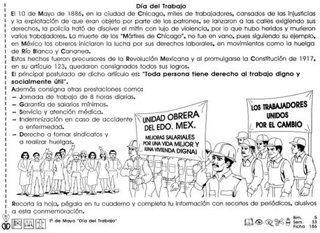 1° de Mayo Día del Trabajo 5to Grado 1o de Mayo Día del trabajo