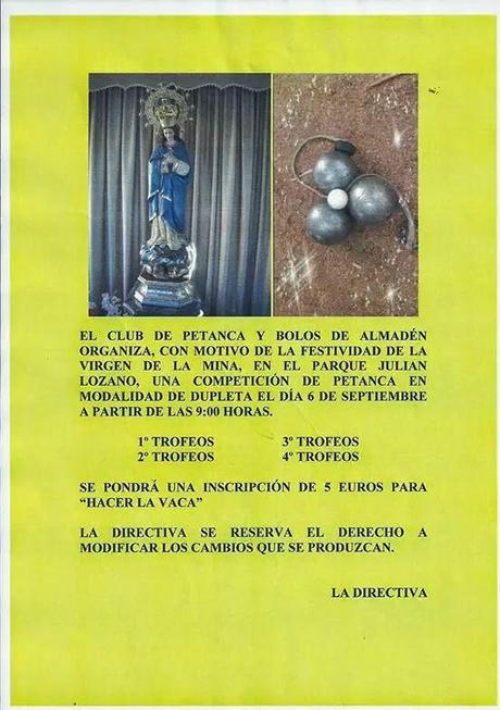 Competición de petanca en la festividad de la Virgen de la Mina de Almaden