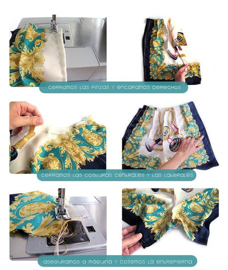 Cómo transformar un pañuelo en un short estampado pantalon de pañuelo DIY 2 Cómo transformar un pañuelo en un short estampado