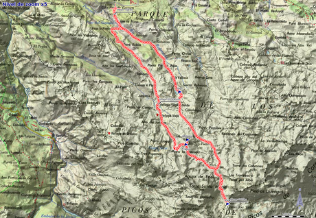 Travesía Pan de Carmen, Jou Santo, Vega de Justigallar: Mapa de la ruta