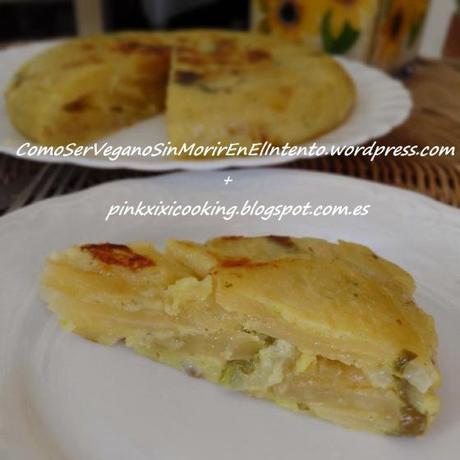 Tortilla de patatas con cebolla y pimientos (sin huevo) 10653703_10204905499064417_7200502012322097486_n