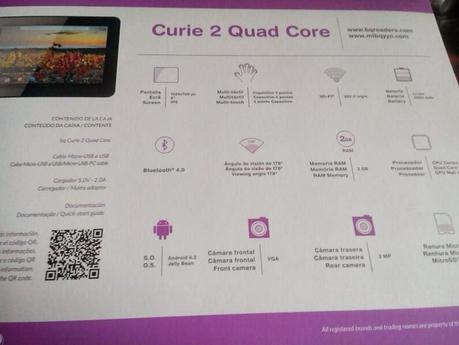 Tablet BQ Curie 2 quadcore parte trasera caja Tablet BQ Curie 2 quadcore parte trasera caja