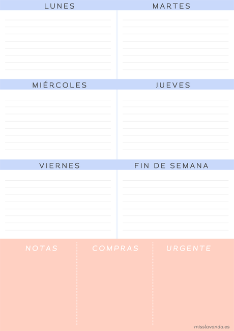 Freebies: 8 Planificadores semanales para descargar Freebies: 8 Planificadores semanales para descargar