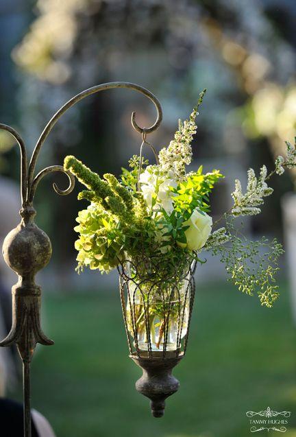 Hanging lantern with flowers for your garden