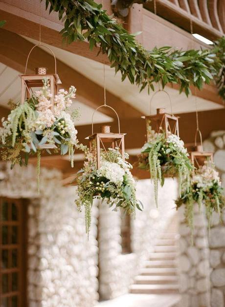 Love the trend for hanging centrepieces Photography by Rebecca Yale Photography, Inc.