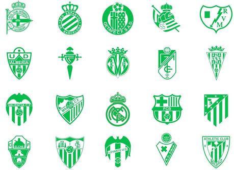 Iconos de los 20 equipos de la Liga española de Futbol. LFP iconos gratis. Escudos 2014-2015