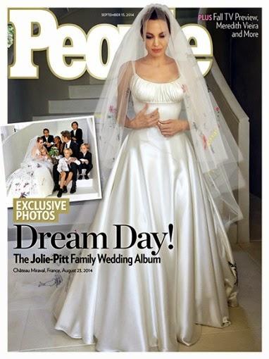 Angelina Jolie se casó de Versace Atelier  con un original velo con dibujos de sus hijos. Descúbrelo aquí