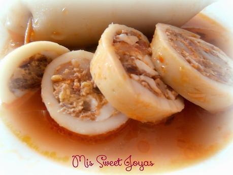 Calamares rellenos de gambas al ajillo, jamón, huevo y atún. ¡Riquísimos! Calamares rellenos de gambas al ajillo, jamón, huevo y atún. ¡Riquísimos!