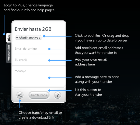 Formulario para enviar ficheros grandes con WeTransfer Formulario para enviar ficheros grandes con WeTransfer