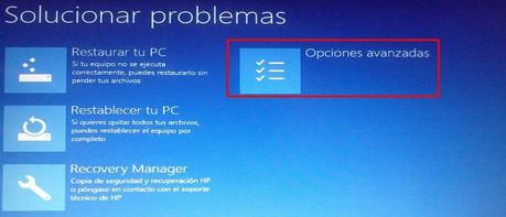 Opciones avanzadas de inicio Windows 8