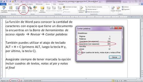 Cómo contar caracteres con espacio y palabras en Word Cómo contar caracteres con espacio y palabras en Word