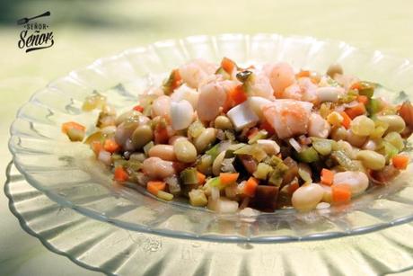 Pochas con vinagreta y langostinos receta-pochas-vinagreta