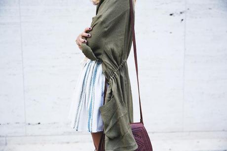 REBECCA MINKOFF SS’15 Rebecca_Minkoff_Spring_Summer_15-NYFW-Green_Parka-Striped_Dress-Revolve_Clothing-Green_Sandals-Street_style-Outfit-28