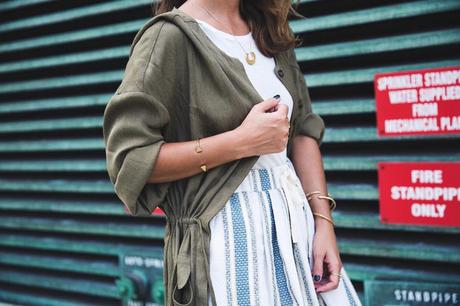 REBECCA MINKOFF SS’15 Rebecca_Minkoff_Spring_Summer_15-NYFW-Green_Parka-Striped_Dress-Revolve_Clothing-Green_Sandals-Street_style-Outfit-27
