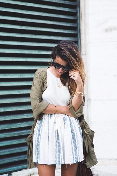 REBECCA MINKOFF SS’15 Rebecca_Minkoff_Spring_Summer_15-NYFW-Green_Parka-Striped_Dress-Revolve_Clothing-Green_Sandals-Street_style-Outfit-20