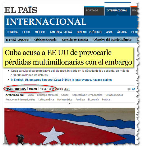 Me encanta El País de España cuando convierte a la víctima, Cuba, en victimaria