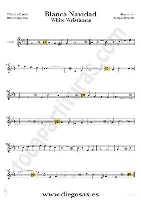Blanca Navidad partitura para Oboe villancico suave de Navidad Tubepartitura Blanca Navidad partitura para Oboe villancico suave de Navidad