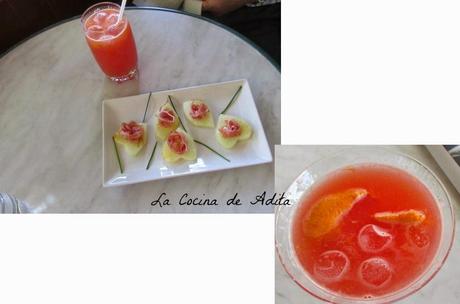 COCTEL DE FRUTAS NATURALES, CON TAPA DE MELON CON JAMON COCTEL DE FRUTAS NATURALES, CON TAPA DE MELON CON JAMON