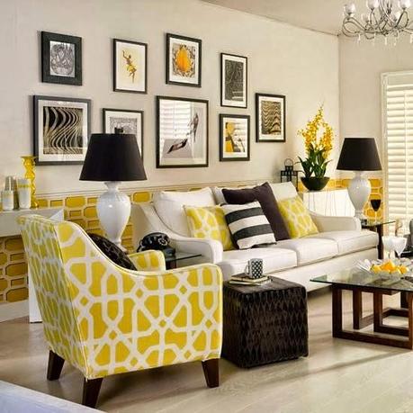 Salón en amarillo, blanco y negro salón en amarillo, blanco y negro