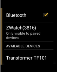 Available Devices are shown on the Zwatch