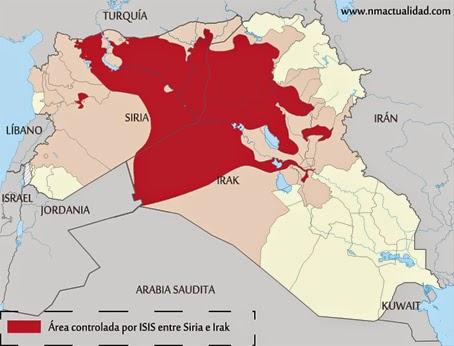 Área controlada por el EIIL entre los estados de Siria e Irak