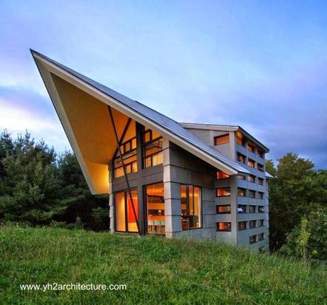 Moderno concepto de casa contemporánea rural en Canadá